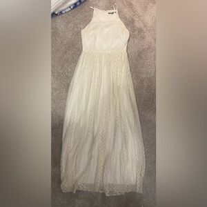 Elegant Cream Lace Maxi Dress
